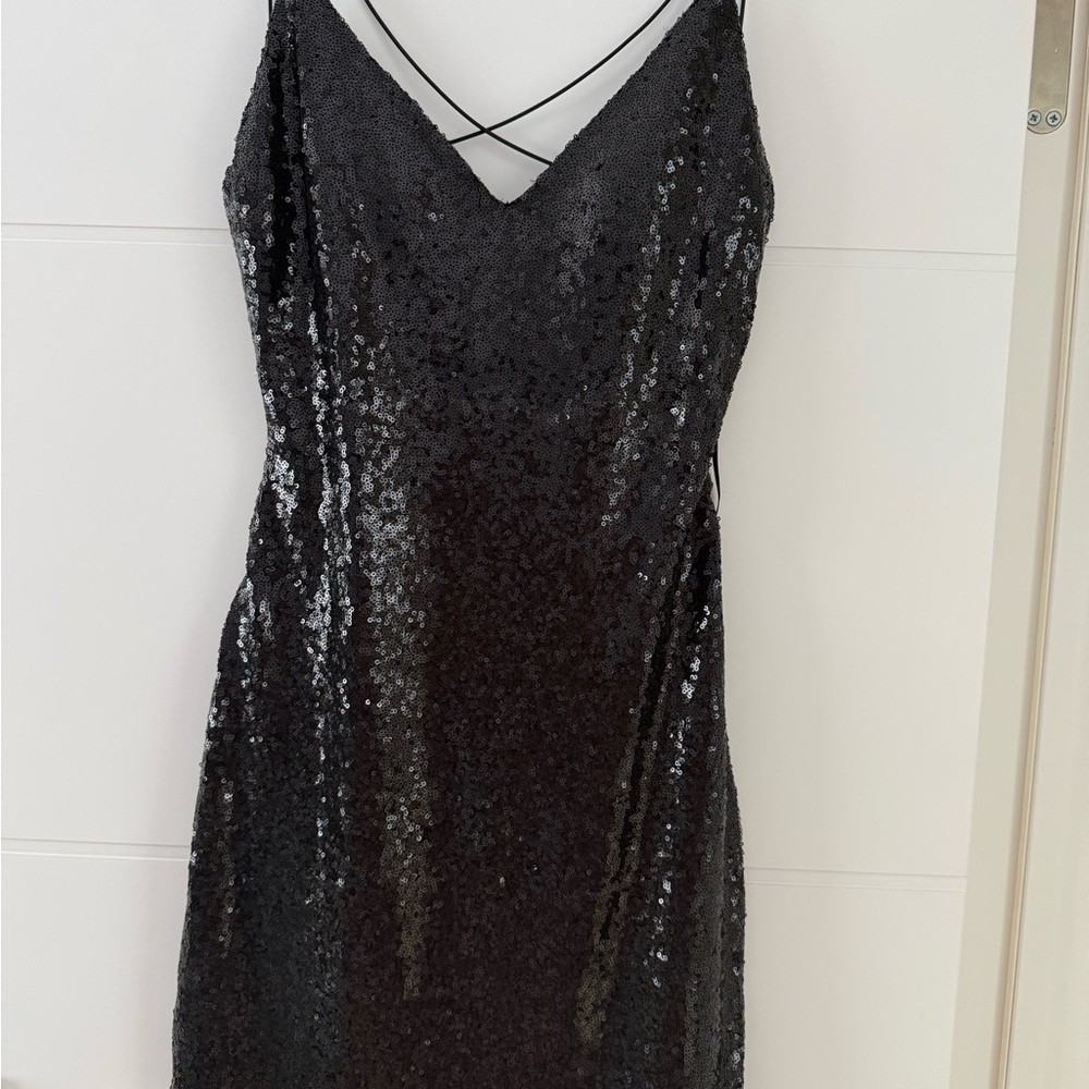 ECI Black Sequin Backless Dress